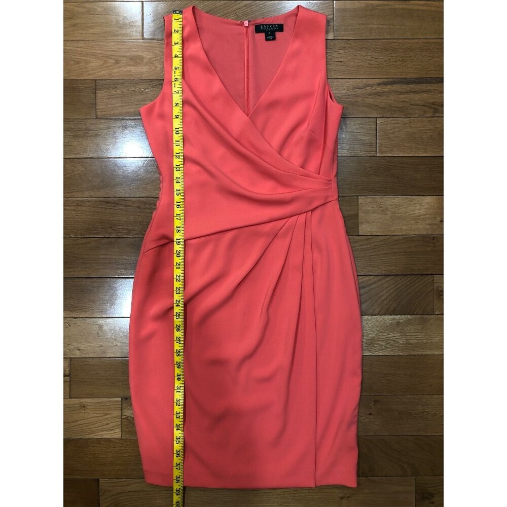 Lauren Ralph Lauren Sleeveless Wrap Front Orange Sheath Dress Size 6 - Picture 8 of 8